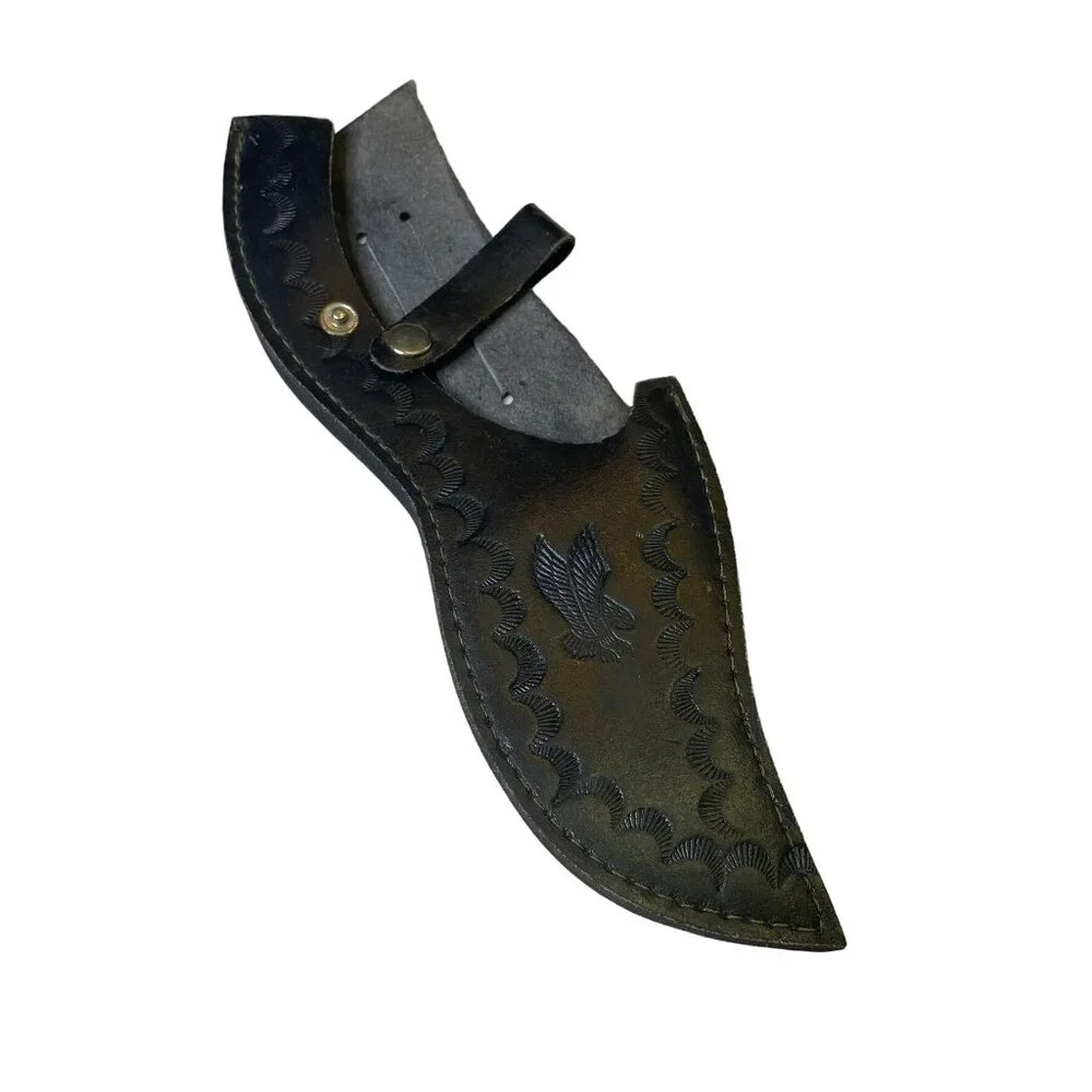 Warrior Hunter Leather Sheath Only Black Western Eagle Embossed u Belt Loo